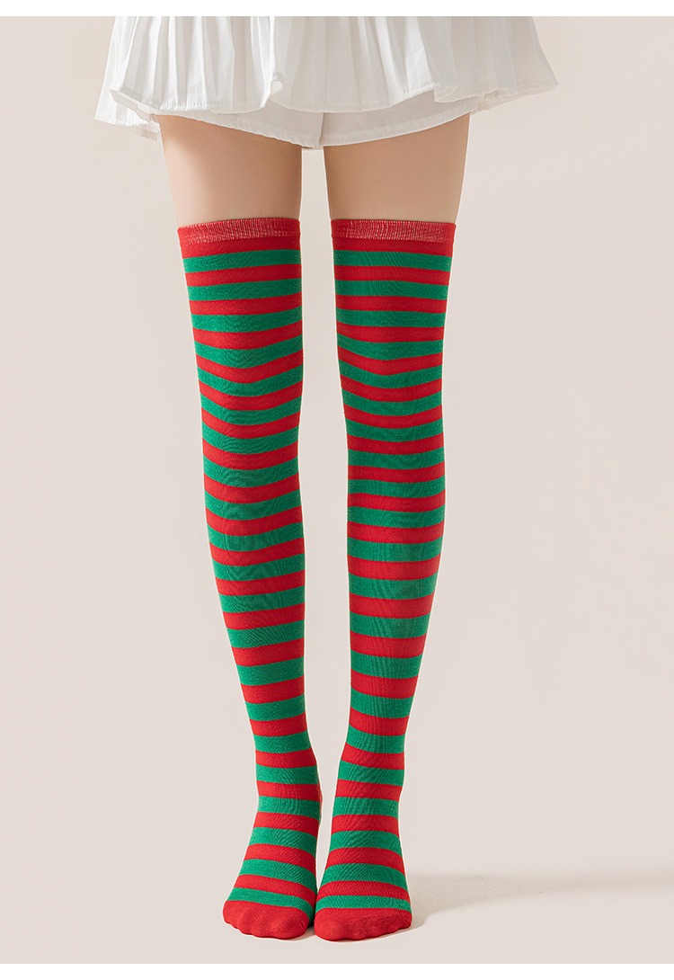 Womens Novelty Striped Over-the-Knee Socks